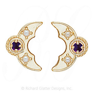 GS341-2 AMY/PL - 14 Karat Gold Slide with Amethyst center and Pearl accents 